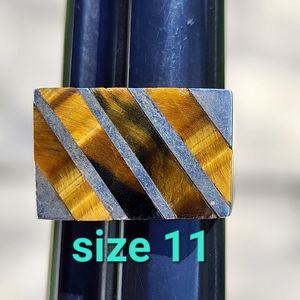 Vintage Mexican sterling silver Tigers Eye ring size 11